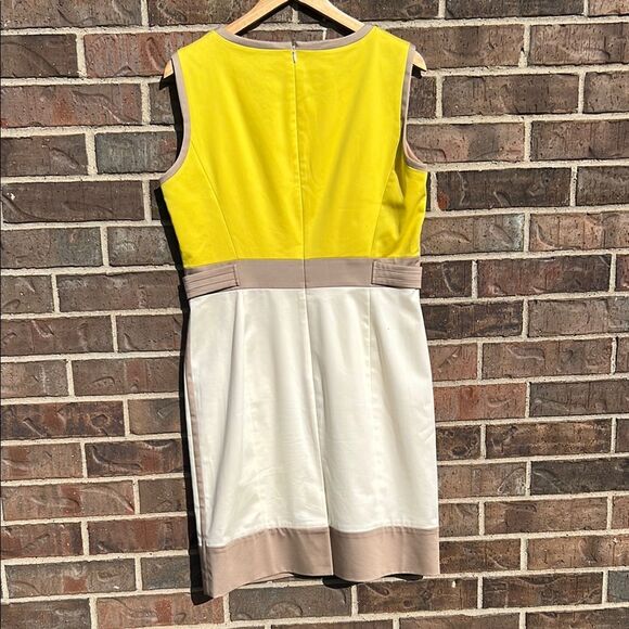 Tahari Arthur S Levine Colorblock Sleeveless Summer Dress Yellow and White 10 - Picture 10 of 16